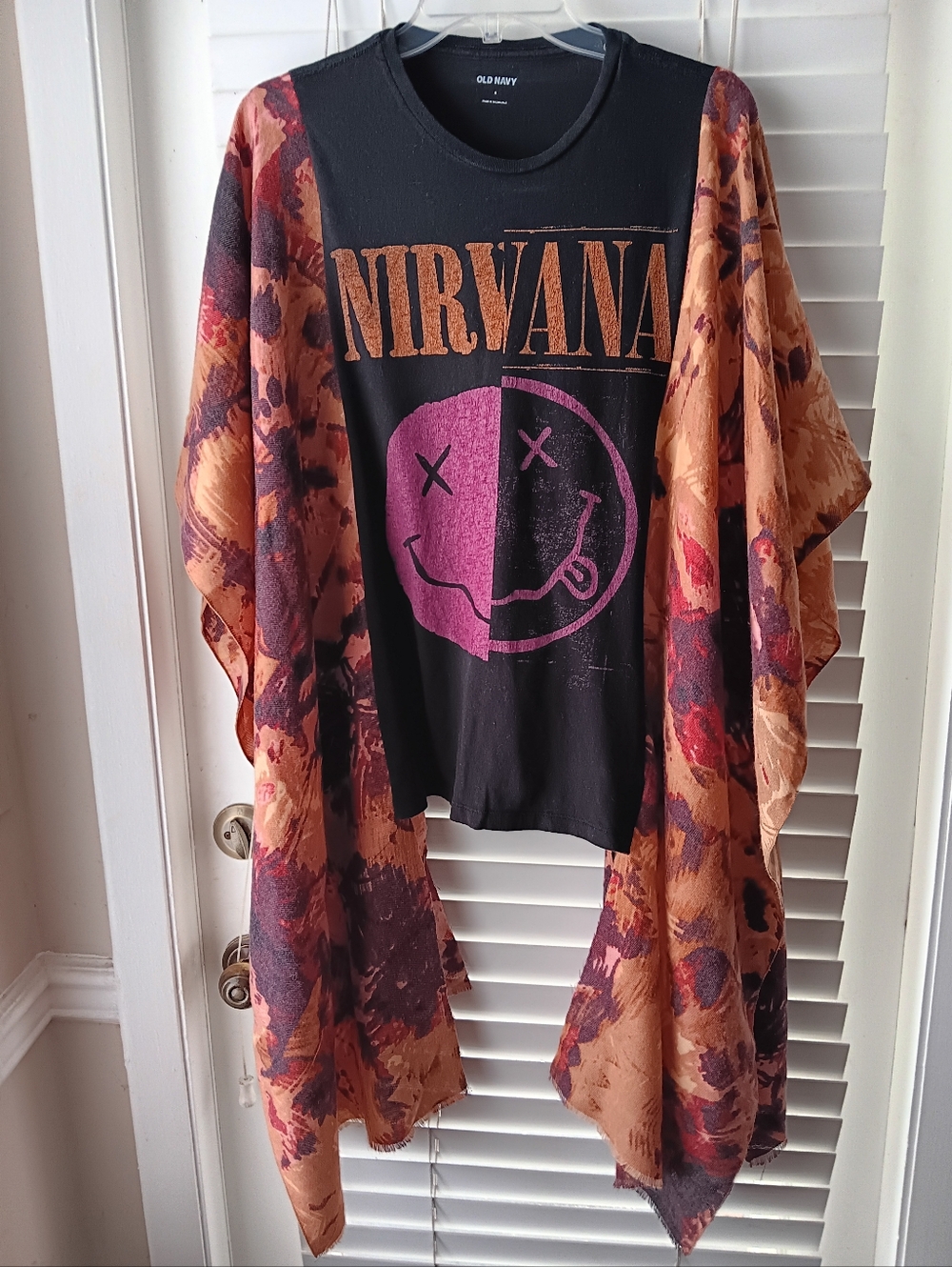 Upcycled Nirvana Graphic Tshirt Poncho - Picture 2 of 8